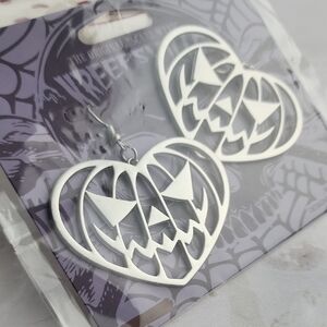 Silver Heart Pumpkin Earrings